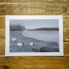 Peinture Moutons - Paysage Noir et Blanc - Christelle Le Querrec